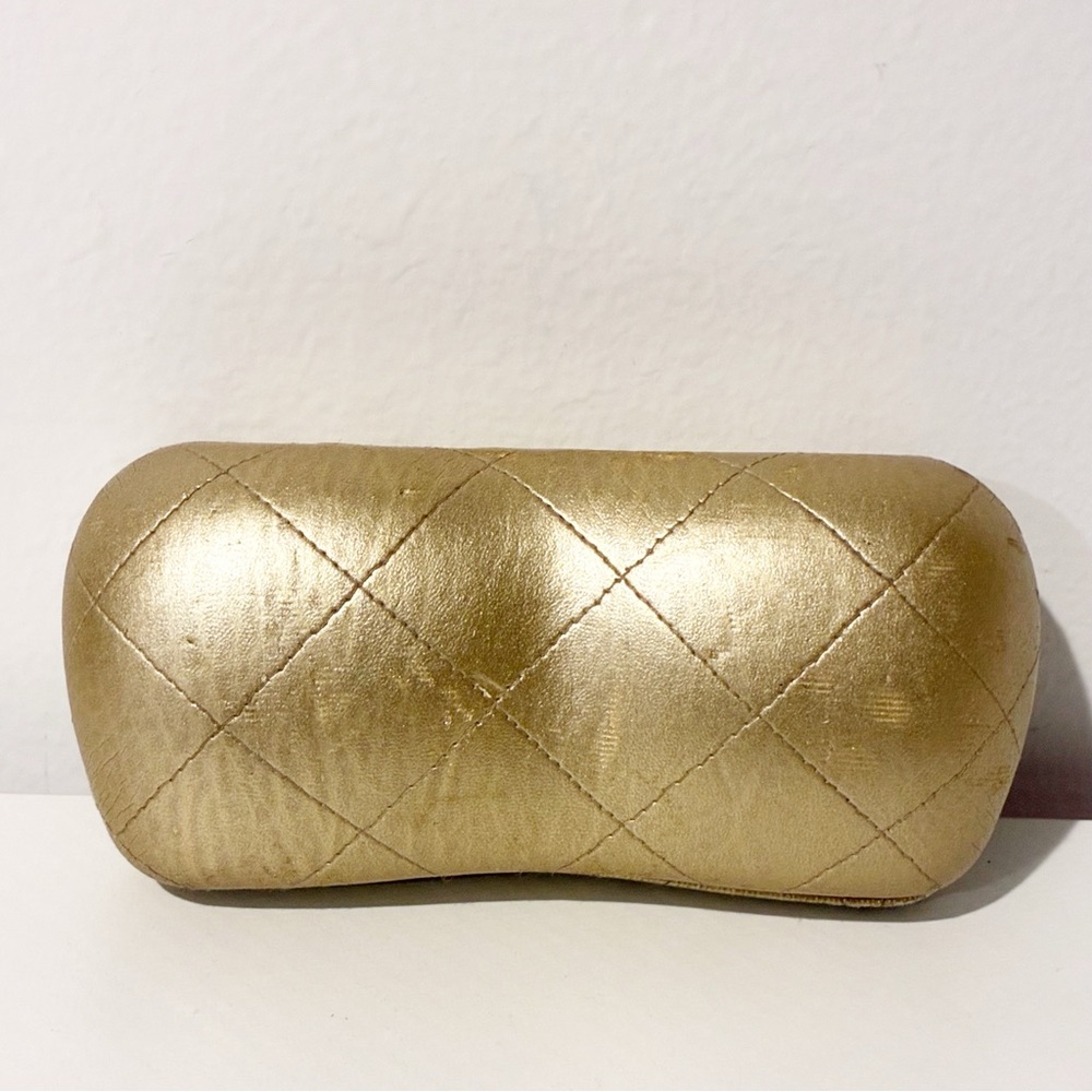 RARE CHANEL CC Gold Quilted Sunglasses Hard Case Frames Eye Glasses - Picture 4 of 4